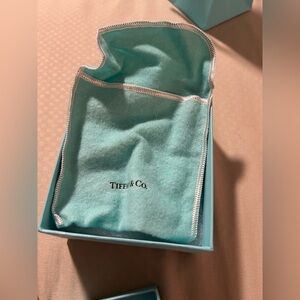 Tiffany & Co. Turquoise Pouch with Silver Trim and Blue Box